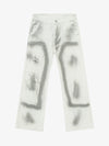 Denim Wide Leg Cropped Pants with White Stripe Design High Waist Fashion Trousers for Women 