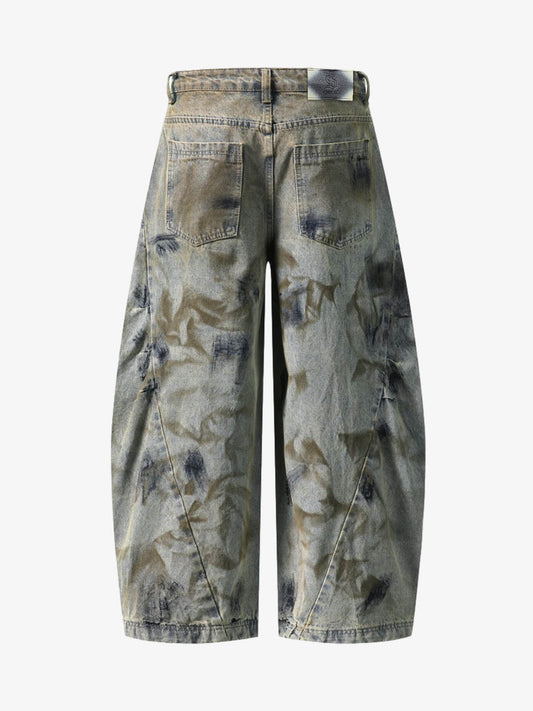 Dirty Wash Spray Dyed Barrel Jeans 