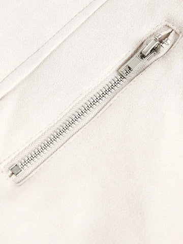 Military-Inspired Utility Shoulder Straps Zip Jacket 