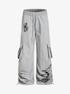 Baggy-Cargohose aus Nylon mit Musiknotenmuster