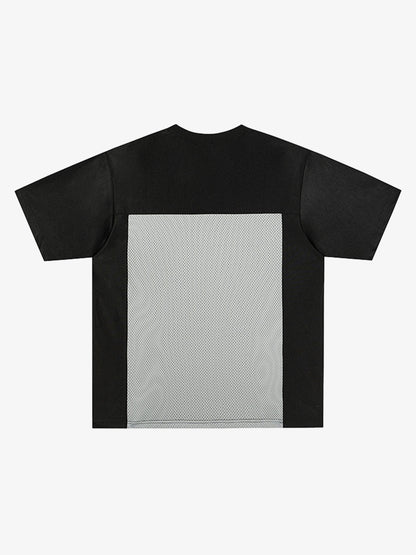 Leopard Print Mesh Football Jersey – Breathable Oversized Polyester Streetwear Tee