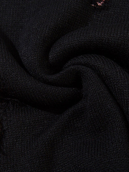 Niche Raw Edge Fringed Knit Sweater 