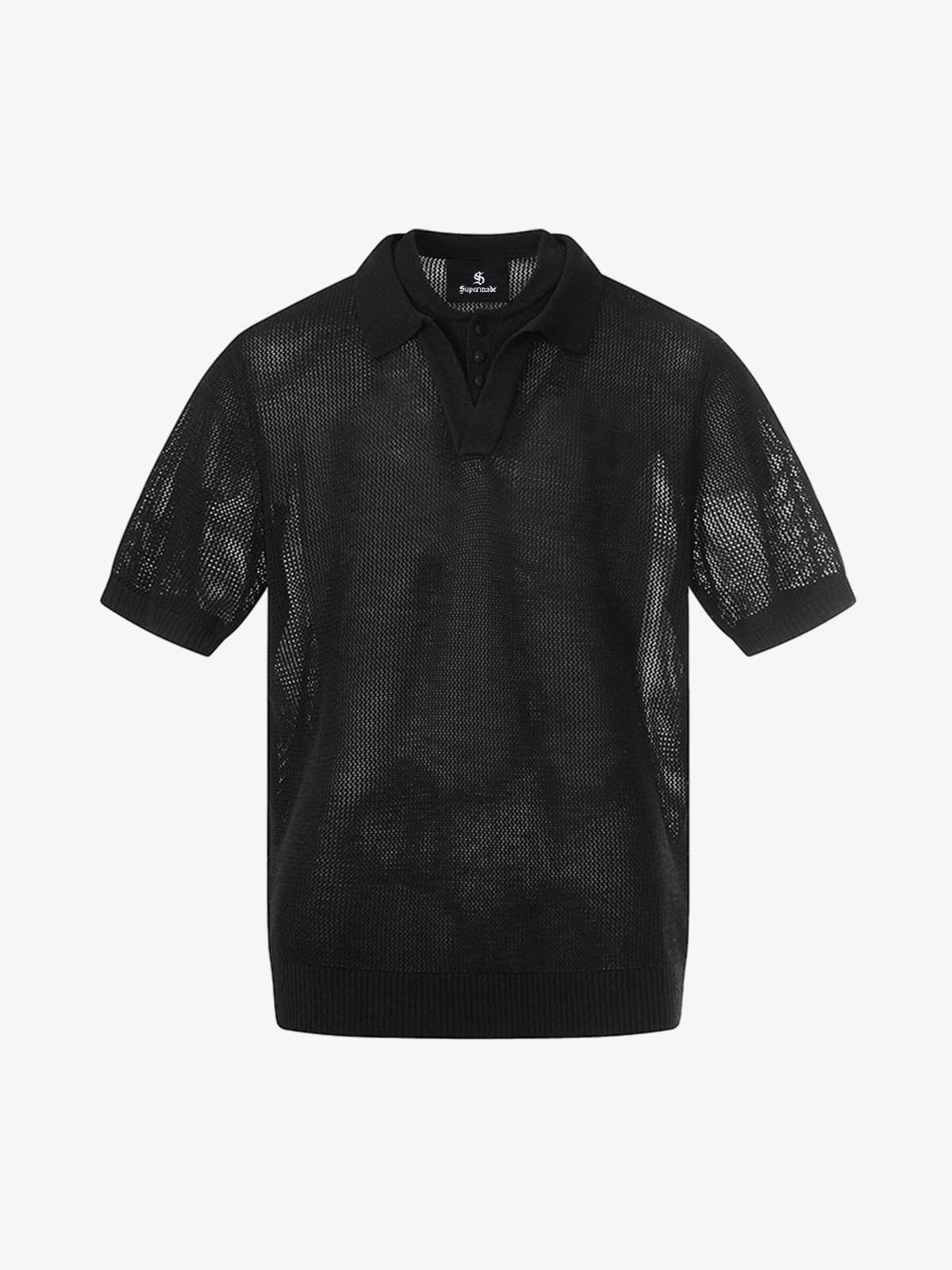 Polohemd mit Lochmuster und Lagenlook