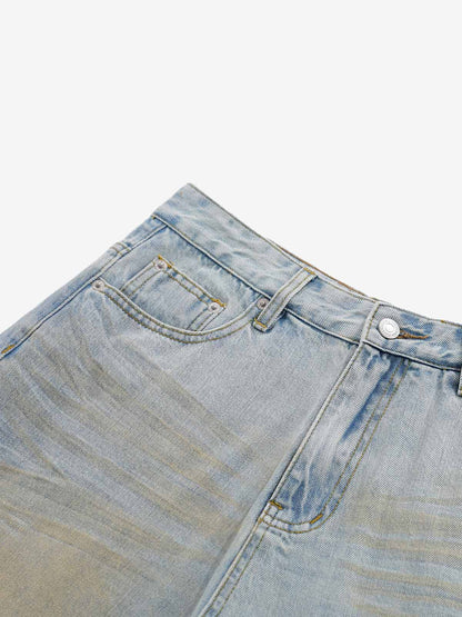 Shorts aus geripptem Denim im Zweiteiler-Look