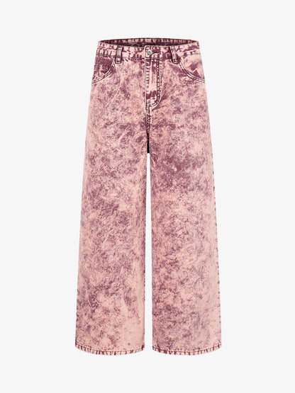 Purple Tie-Dye Finish Acid Wash Jeans 