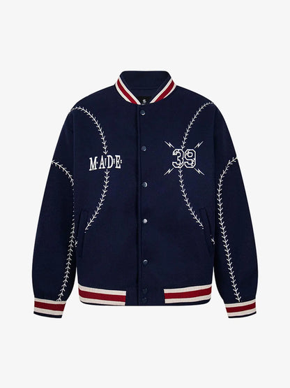 Baseball Stitch Embroidered Varsity Jacket 