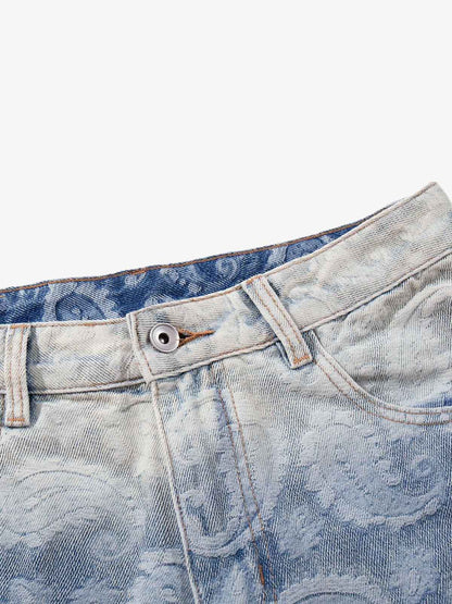 Floral Jacquard Denim Jeans 