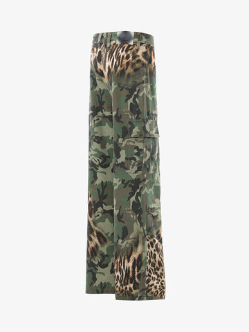Camouflage-Leoparden-Patchwork-Cargohose