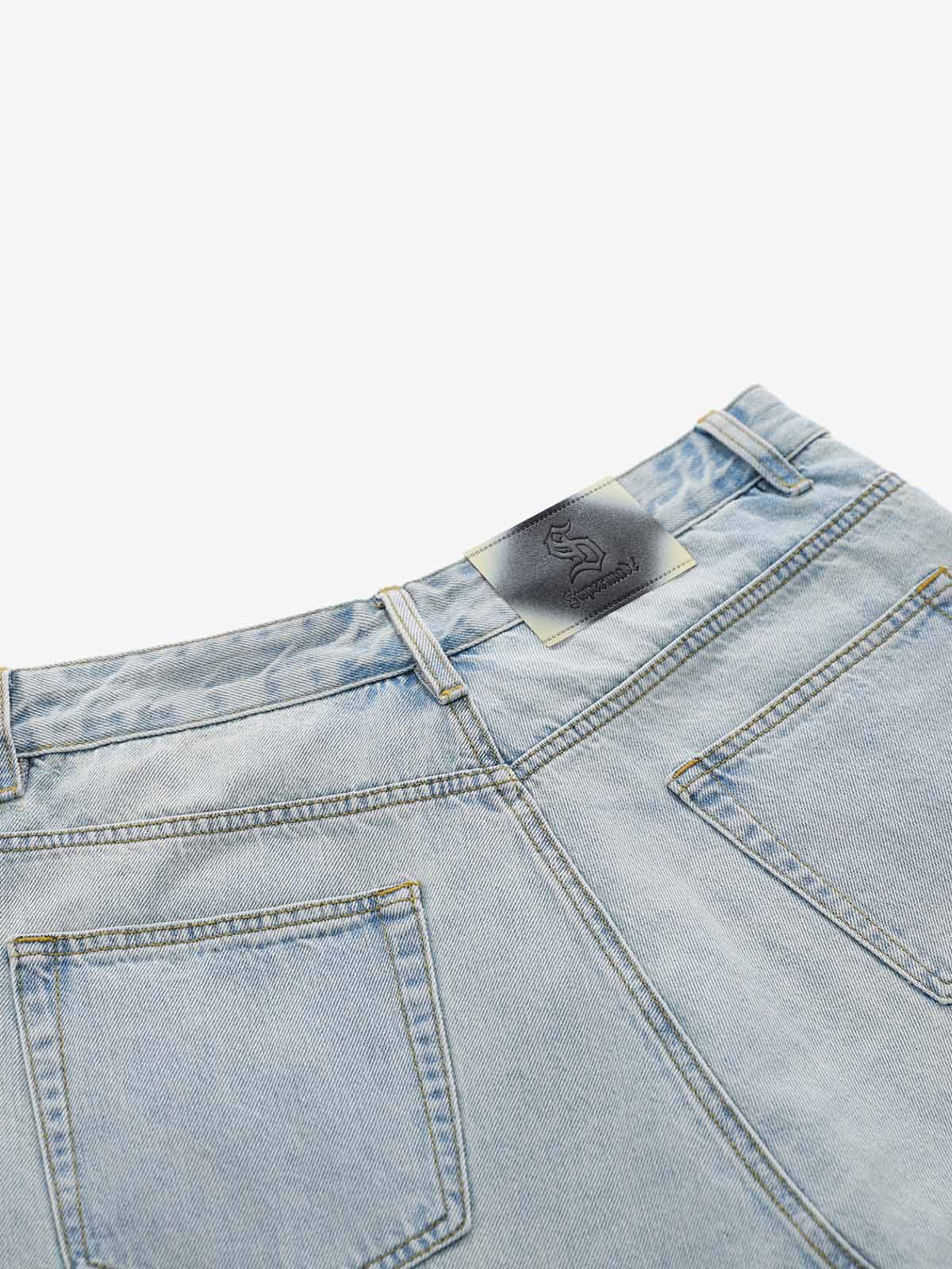 Shorts aus geripptem Denim im Zweiteiler-Look