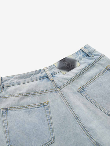 Shorts aus geripptem Denim im Zweiteiler-Look