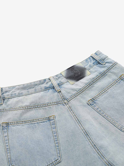 Shorts aus geripptem Denim im Zweiteiler-Look