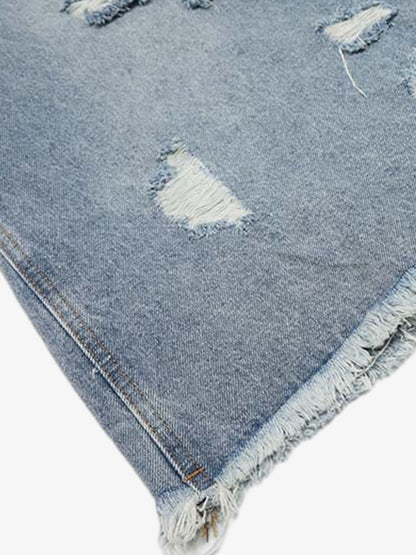 Distressed Light Wash Denim Jorts 