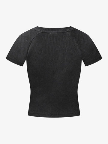 Geripptes Stricktop – Figurbetontes Basic-Teil aus Stretch-Baumwollmischung