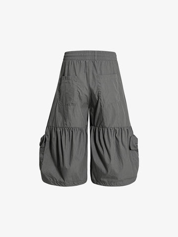 Nylon Cargo Culottes – Lightweight Elastic Waist Utility Pants
