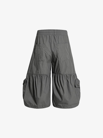 Nylon Cargo Culottes – Lightweight Elastic Waist Utility Pants