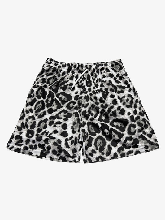Shorts mit Leopardenmuster und Mesh-Einsätzen