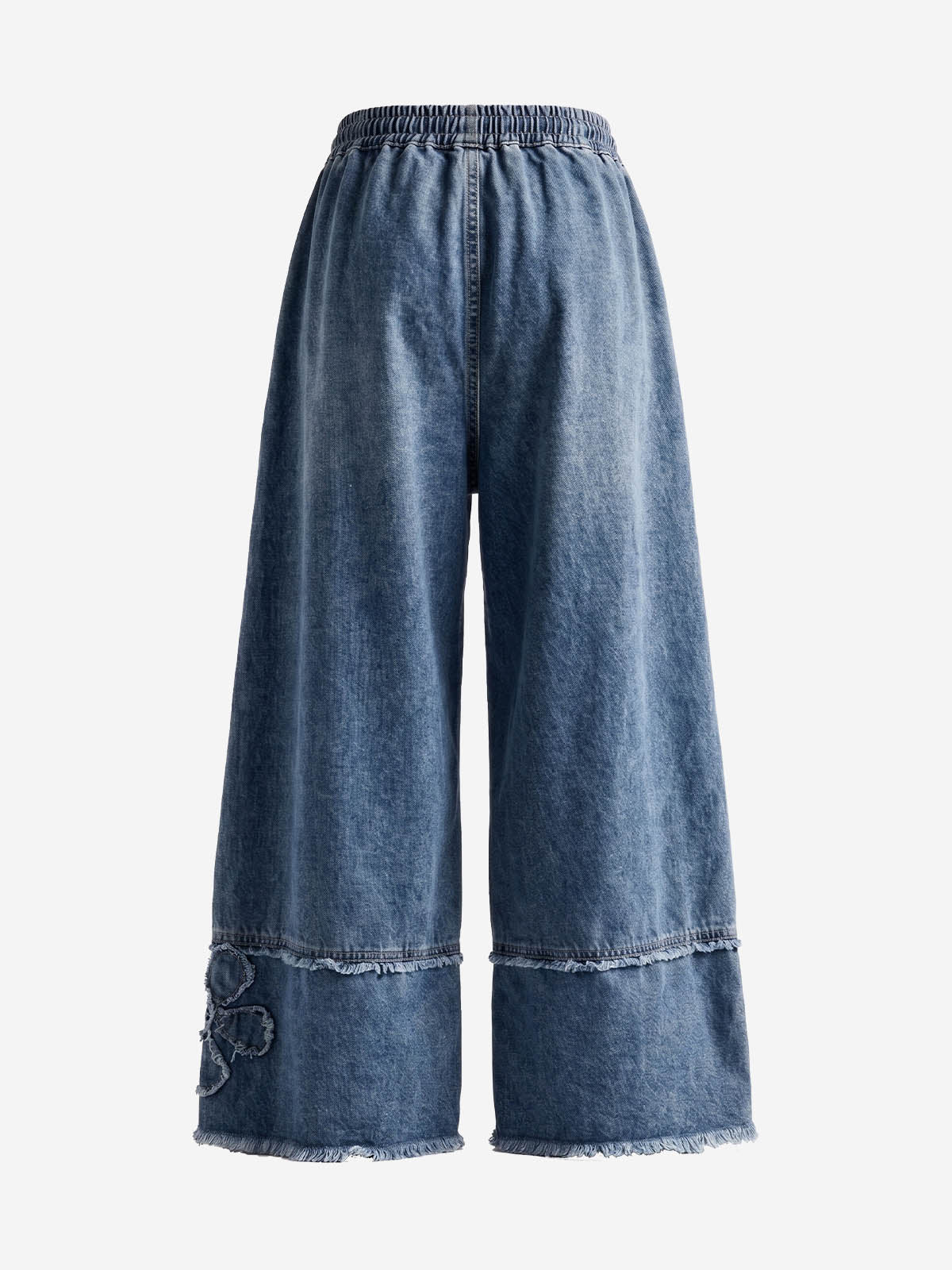 Appliqué Embroidered Wide-Leg Jeans