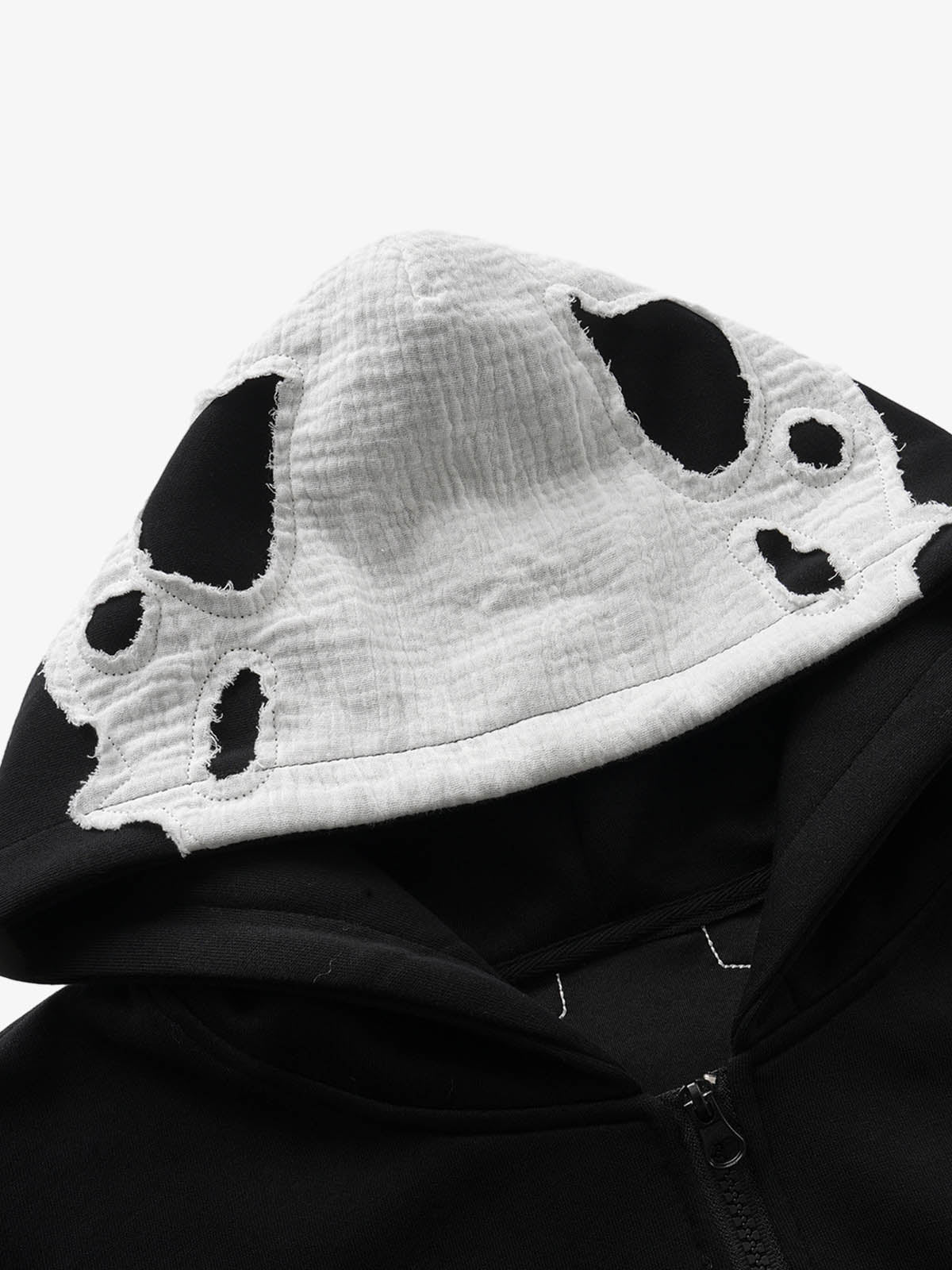 Spine Graphic Distressed Hood Zip Hoodie 