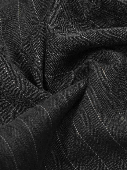 Pinstripe Elastic Waist Wide Leg Pants 
