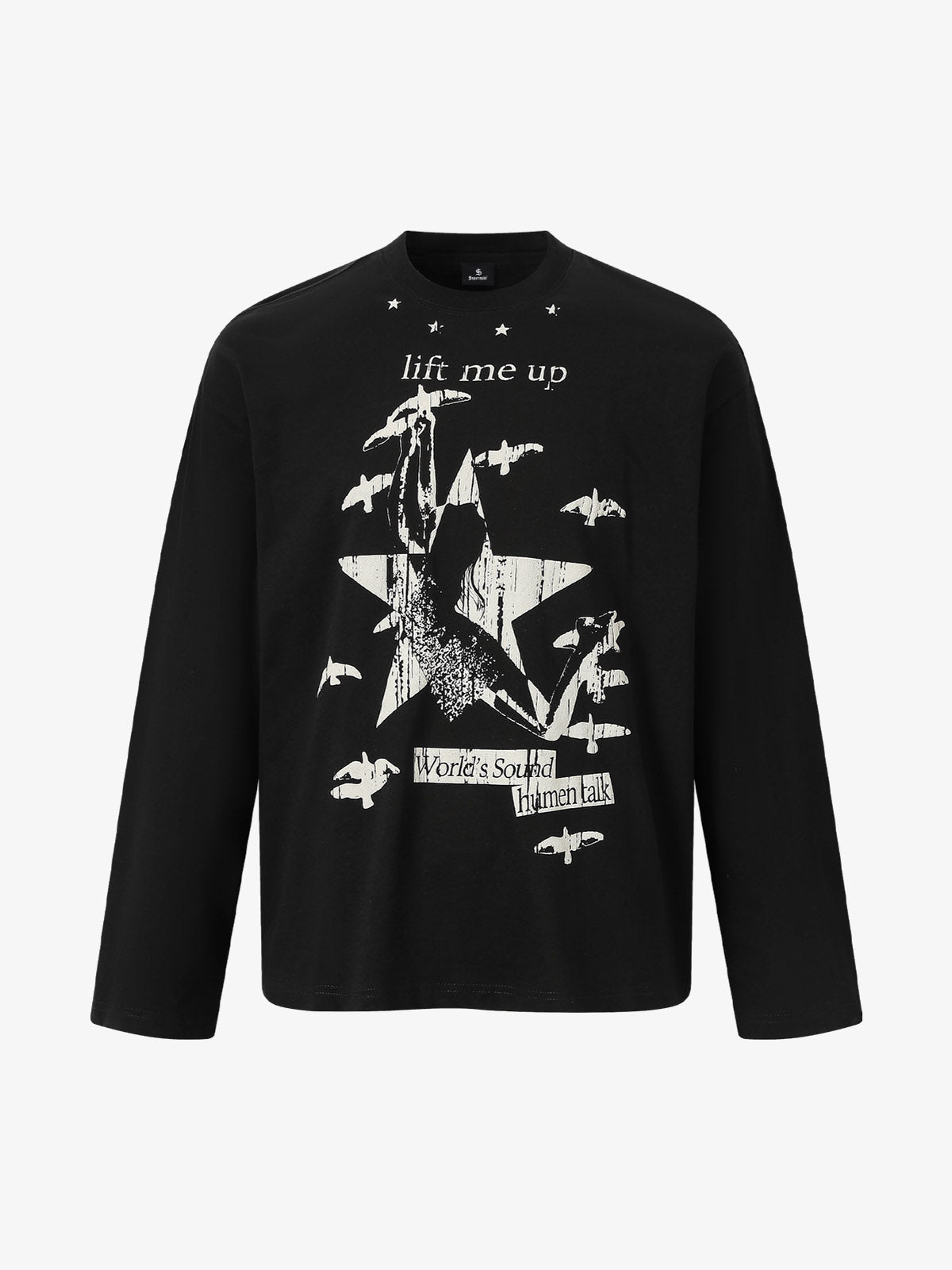 Retro Star Print Long-Sleeved T-Shirt 