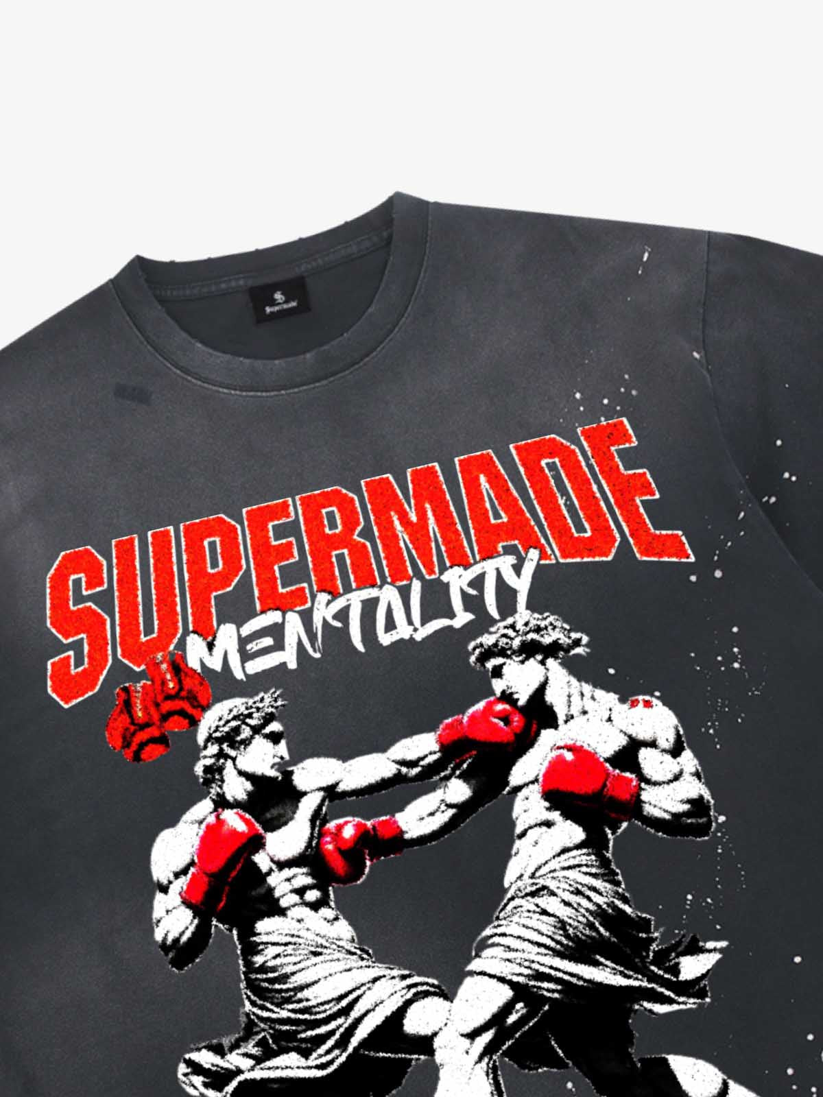 Boxing Sculpture Graphic Tee – Black Cotton Oversized Streetwear T-Shirt
