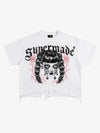 Crop-Top aus Baumwolle mit offenem Saum