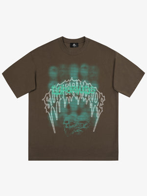 Dark Grid Skull Graphic T-Shirt 