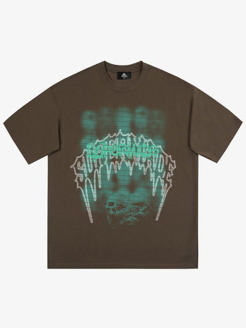Dark Grid Skull Graphic T-Shirt 