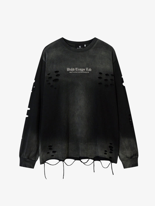 Lässiges Sweatshirt mit Farbverlauf, ausgewaschen und zerrissen