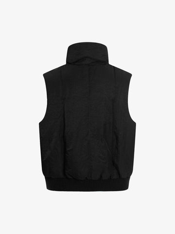 Street High-Neck Asymmetrical Placket Cotton Vest 