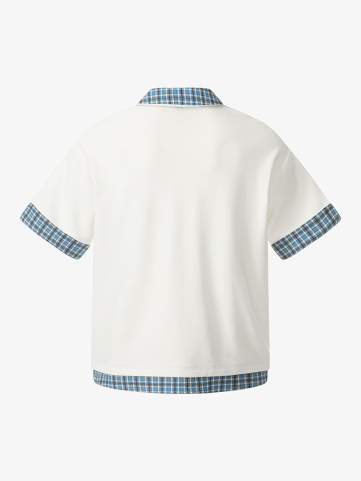 Pique Cotton Polo Shirt with Plaid Contrast Collar & Cuffs – Classic Fit
