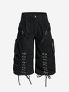 Y2K Schnür-Cargoshorts mit gerafftem, weitem Bein