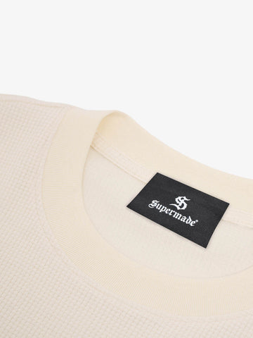 White Oversized Waffle Knit Tee – Love Graphic Relaxed Fit Streetwear