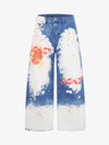 Bleached Paint Splatter Graphic Jeans 
