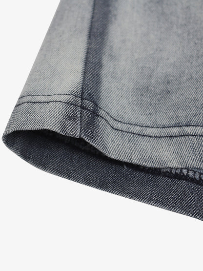 Ombre Washed Denim T-Shirt – Oversized Cotton Short Sleeve Tee