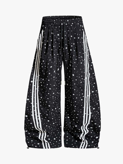 Star Pattern Side Stripe Baggy Track Pants 