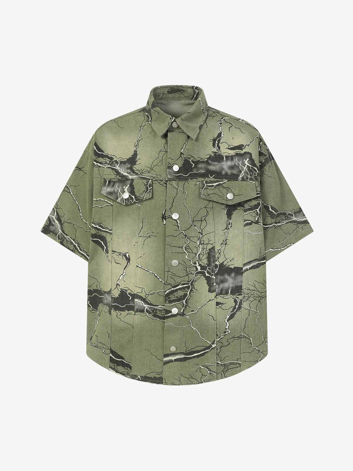Lightning Storm Print Short Sleeve Shirt 