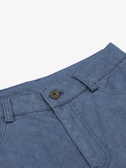 Pleated Panel Curved Leg Cargo Cotton Pants - 2631 