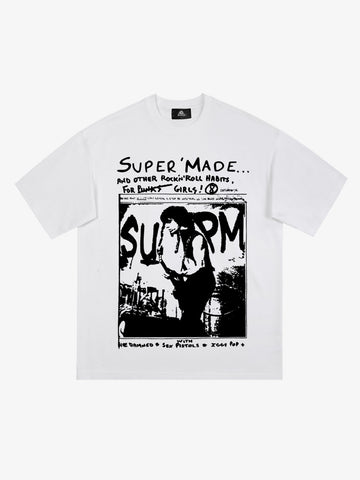 Vintage Washed Punk Graphic Print T-Shirt 