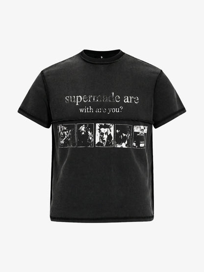 Washed Graphic Deconstructed Punk T-Shirt 