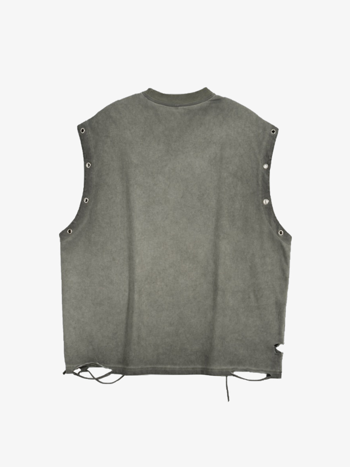Ripped Graphic Patch Sleeveless Vest - 2632 