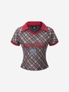 Y2K Kariertes Slim-Fit-T-Shirt mit Reverskragen