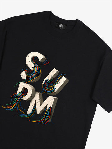 SPMD Letter Cable Graphic T-Shirt 