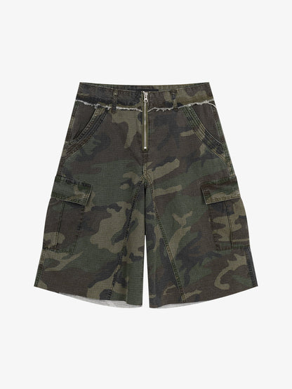Ripstop-Cargohose mit Camouflage-Muster – Hose im Militärstil mit praktischen Taschen