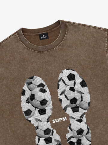 Soccer Ball Footprint Graphic T-Shirt 