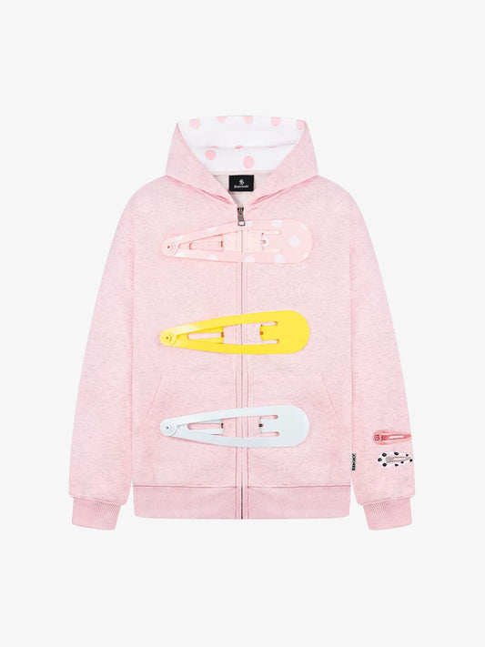 Abnehmbarer Haarspangen-Verzierungs-Reißverschluss-Hoodie