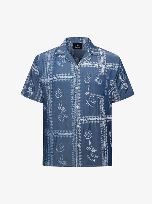 Blaues Paisley-Hawaiihemd