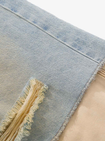 Shorts aus geripptem Denim im Zweiteiler-Look