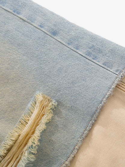 Shorts aus geripptem Denim im Zweiteiler-Look