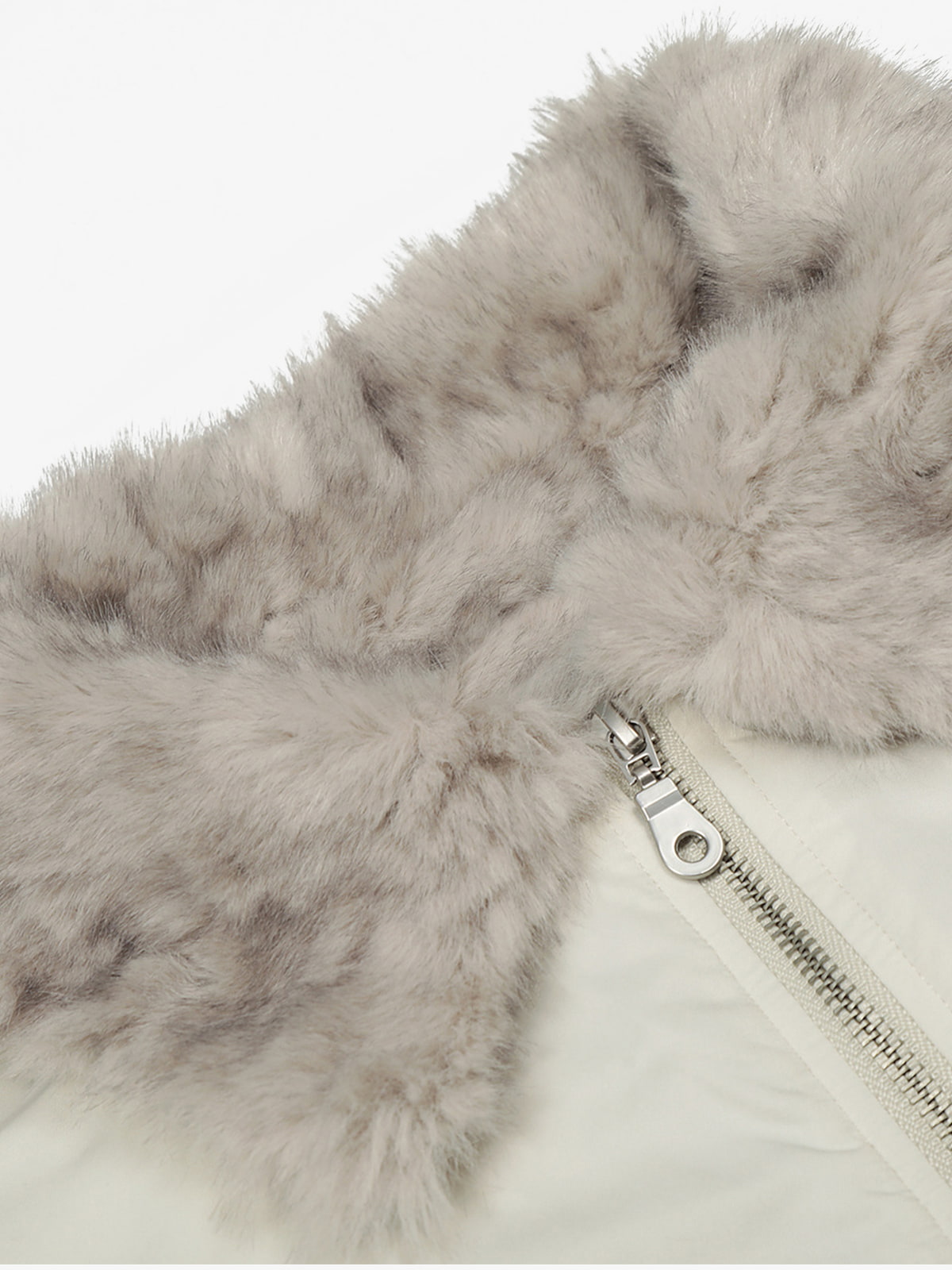 Faux Fur Collar Zipper Padded Bomber Jacket 